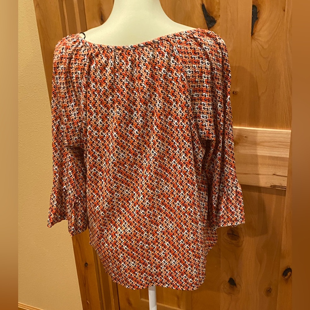 MICHAEL KORS beautiful NWT coral colored print blouse, women’s size XL - Picture 2 of 8